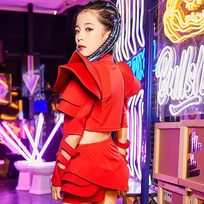 Jazz Style Hip-hop Costume Urban Dance Girl Clothes Performance Dancer Stage Outfit Children Model Catwalk Singer Teenage