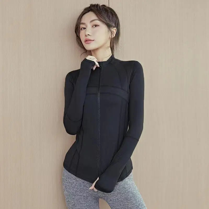 2023 Neue Yoga-Jacke, kurze Sportjacke, Damen-Fitnesskleidung, schlankmachende, körperformende Yoga-Jacke mit Reißverschluss
