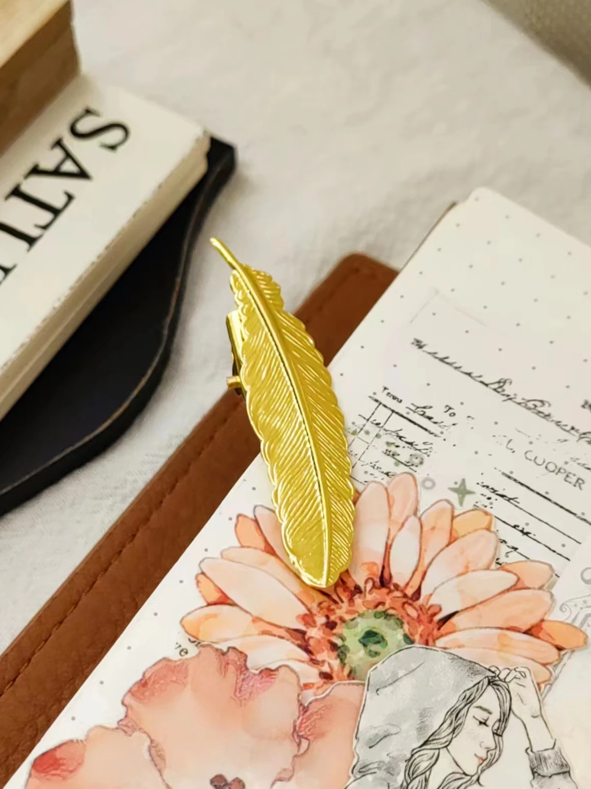 Handcrafted Copper Feather Bookmark Binder Clips - Decorative Book Clip Hair Clip Notebook Clip