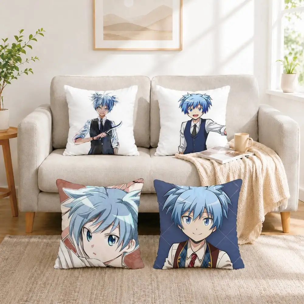 A-Anime Assassination Classroom Nagisa Shiota Pillow Case Square Double-Sided Sofa Cushion Cover Bedroom Bedside Pillow Gift