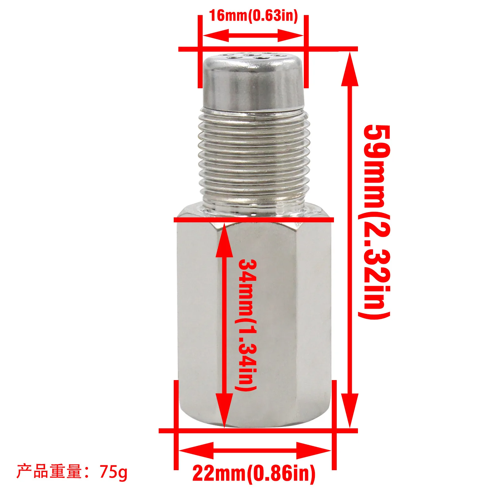 M18 * 1,5 Mini Sensor de oxígeno Lambda catalítico espaciador SS304 Sensor de oxígeno Bung adaptador de escudo de lámpara de falla de coche