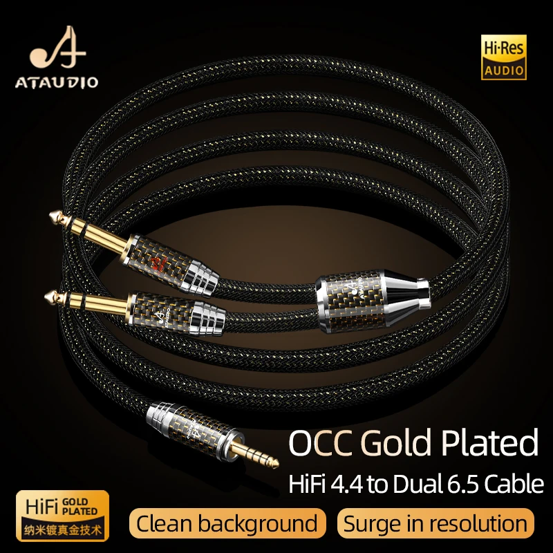 HiFi 4.4mm to Dual 6.5mm Cable High Quality OCC Gold-plated 4.4mm Balanced to 6.5mm Stereo Audio Cable for Amplifier Mixer