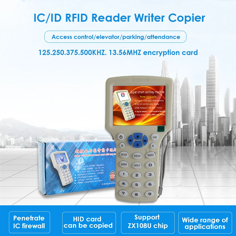 

Handheld RFID Writer Duplicator 125Khz+13.56Mhz Rfid Reader Copy M1 13.56MHZ EM4305 T5577 Rewritable Read EM4100/TK4100 ID Key