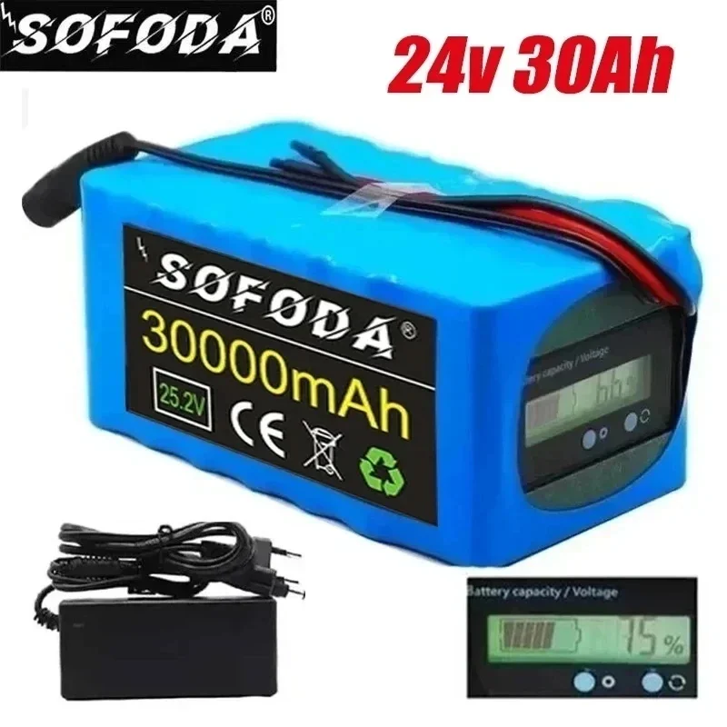 

Battery 24V 6S4P 30Ah battery 500W high power battery 25.2V 30000mAh E-bike BMS electric bicycle with capacity indicator+Charger