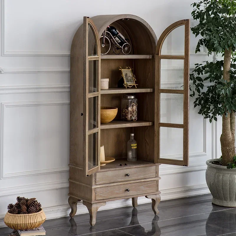 

American Country Dome Oak Solid Wood Storage Cabinet