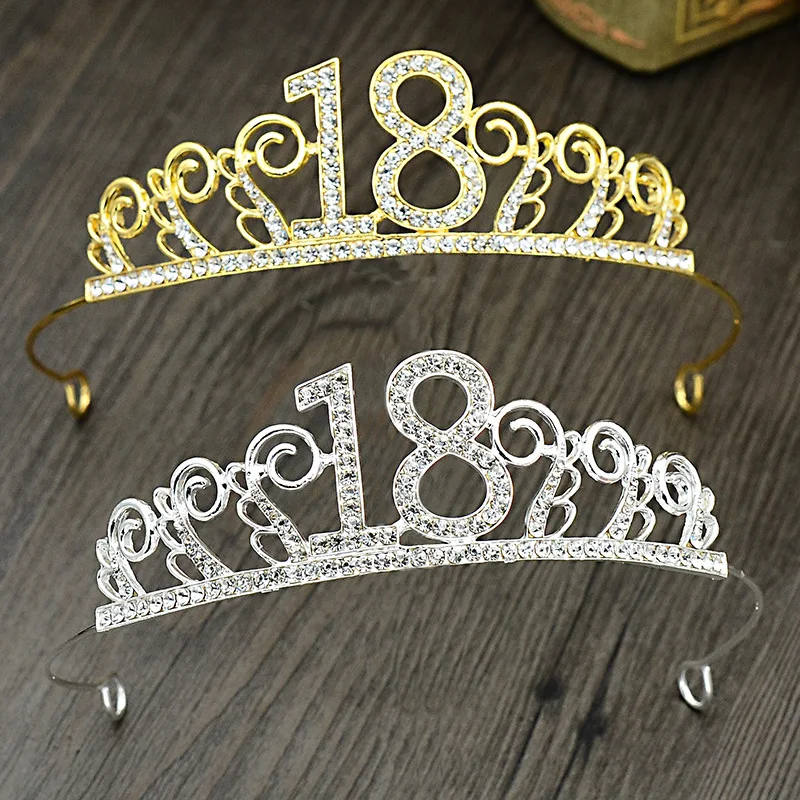 1 Pcs 18th  Birthday Princess Crown Headband Crystal Wedding Crown Hairband Women Headwear Hair Decor
