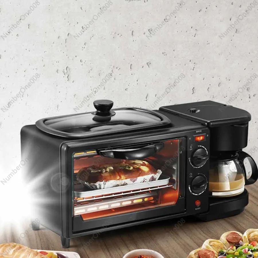 3 In 1 Electric Breakfast Machine Multifunction Coffee maker frying pan mini oven  household bread pizza oven frying panD398