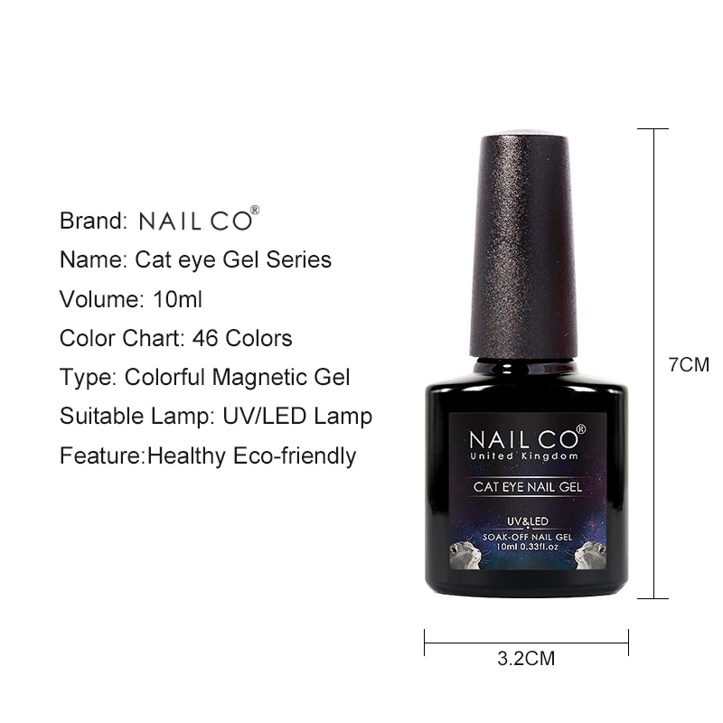 NAILCO 10 مللي جل عين القطة مسمار بريق البولندية المغناطيسي نقع قبالة الأشعة فوق البنفسجية مانيكير قاعدة أعلى المواد الهلامية الحرباء Lakier HryBRODowy هلام البولندية #5