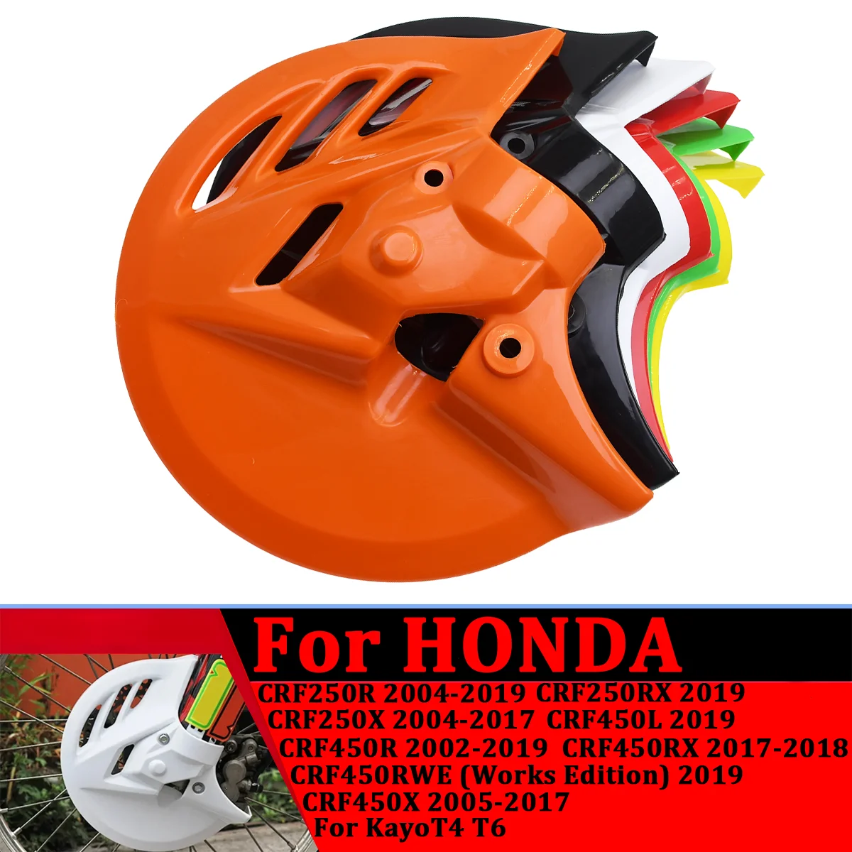 Motorcycle front brake disc guard For Kayo T4 T6 For Honda CRF250R CRF250RX CRF250X CRF450L CRF450R CRF450RX CRF450X 2004-2019