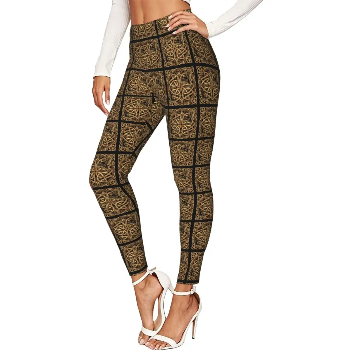 Celtic Odins Raven Women Leggings High Waisted Stretch Tights Workout Running Pants