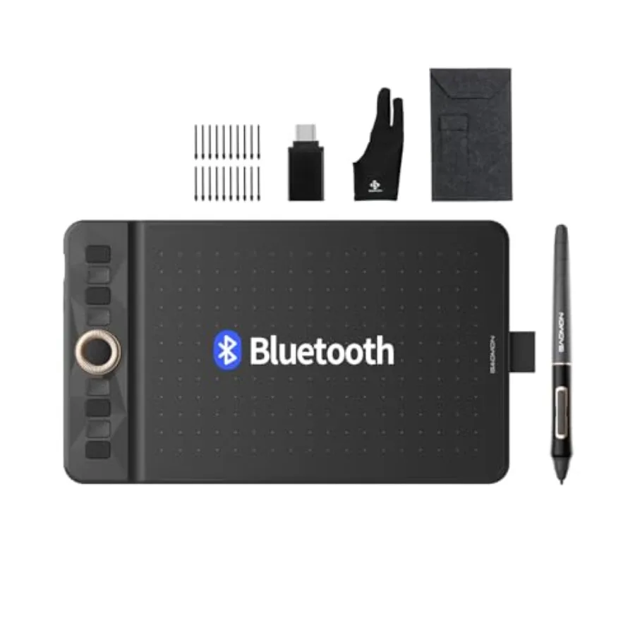 

Bluetooth Drawing Tablet WH1 Graphics Tablet Digital Art Tablet Supports 1634 Levels tuitive Dial with Shortcut Keys Type-C Por