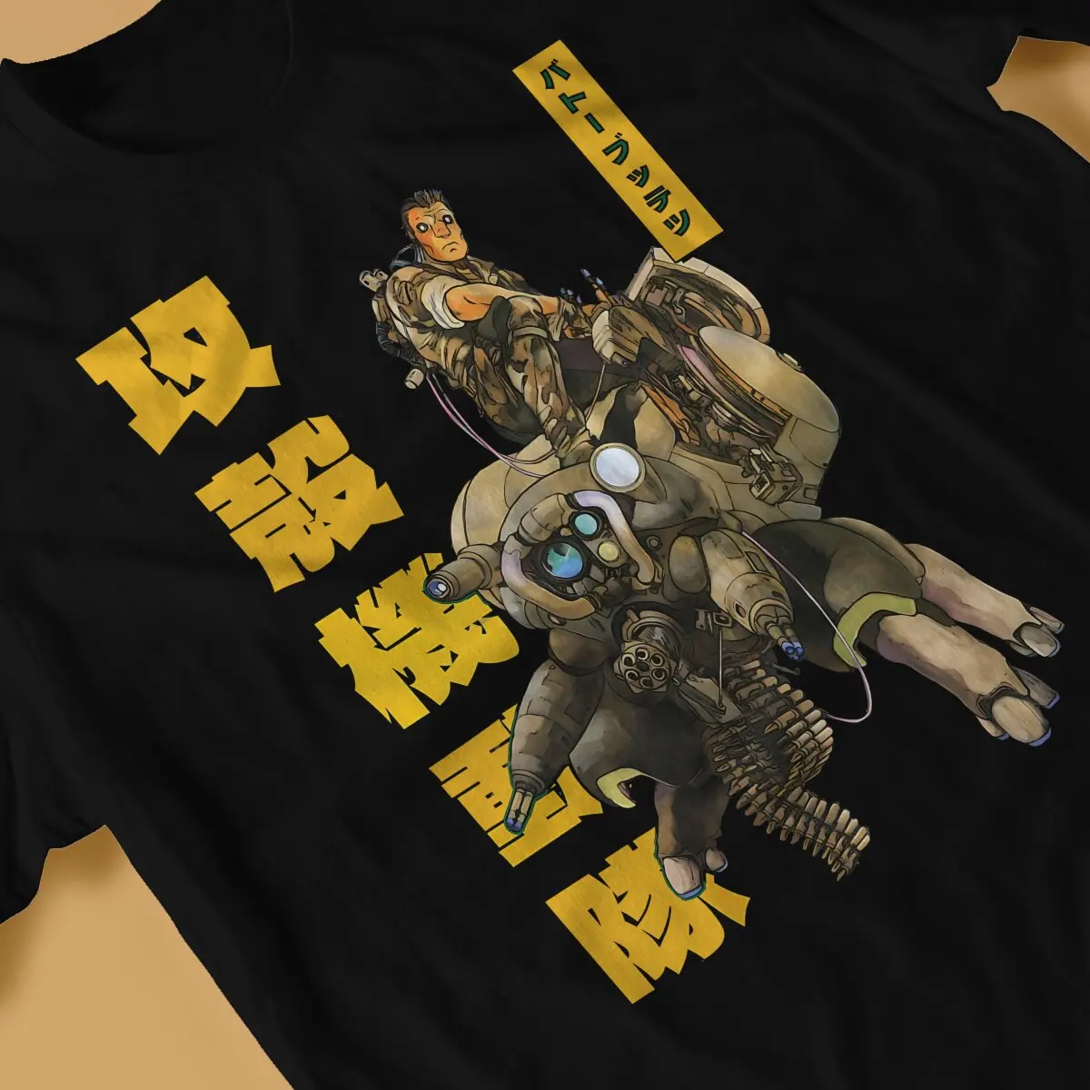Bateau Hipster TShirts Ghost In The Shell Comics Men Style Fabric Streetwear T Shirt Round Neck