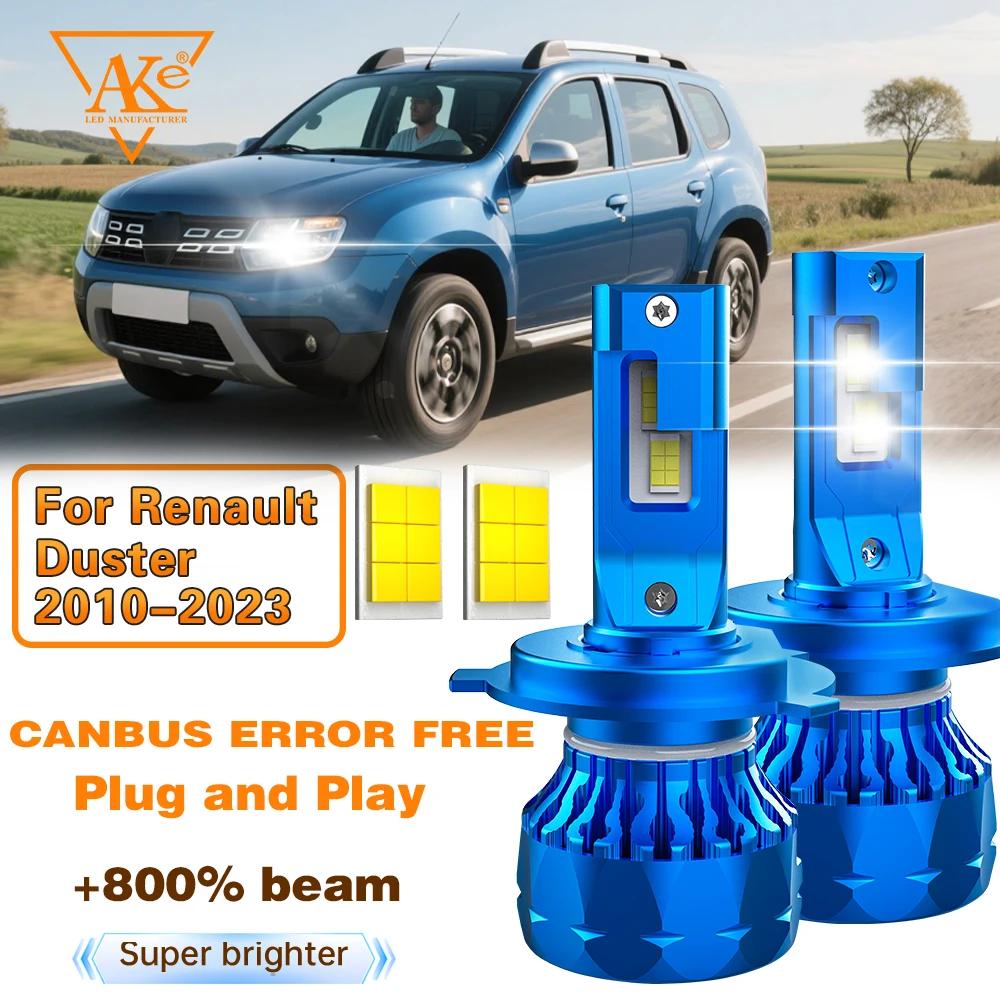

Для Renault Duster 2010-2023 Автомобильные светодиодные фары, лампа дальнего и ближнего света H4 с двойной лампой, лампы переднего света H4 CANBUS 2 шт.