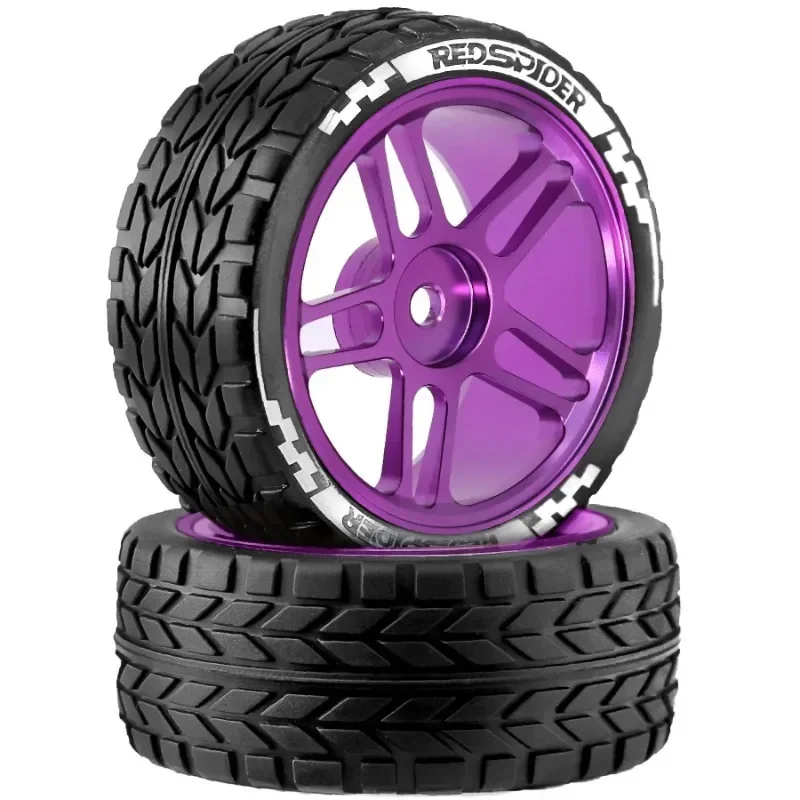 

1/10 RC Racing Wheels Tires Set - 12mm Hex Metal Rims for HSP HPI Kyosho - On-Road Tamiya TT01/TT02/XV01/XV02 Car Upgrade