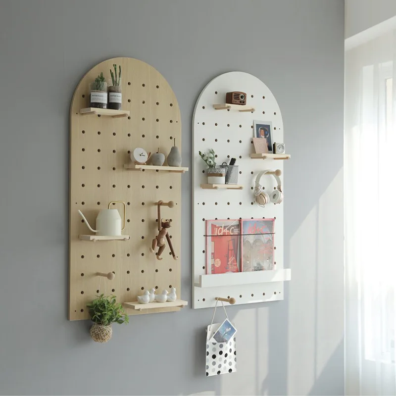 Fan-shaped hole plate Customized arched commercial non-punching model wall-mounted coat rack storage device