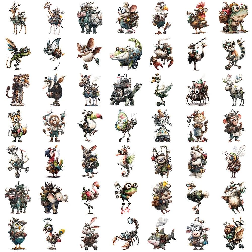 10/30/50pcs Punk Style Mechanical Animal Stickers Cartoon Creative Decals for Kids Toy Laptop Phone Scrapbook Bike Sticker Pack