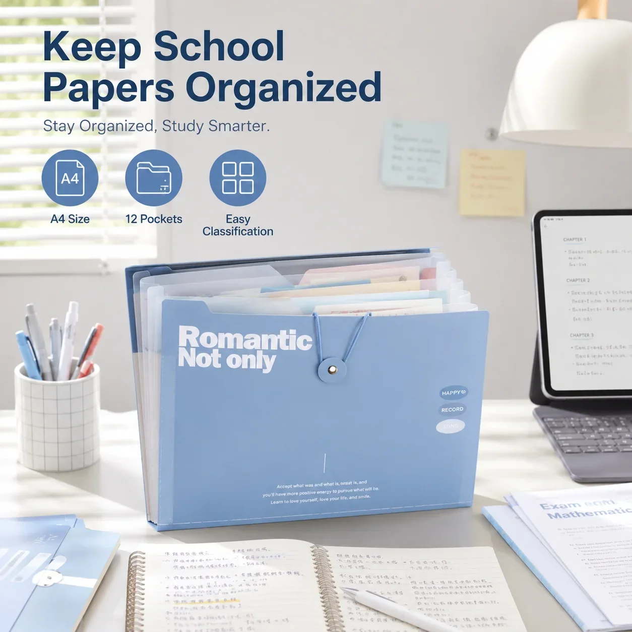 Dossier transparent A4 à feuilles mobiles pour bureau, organiseur de documents épaissi, classeur pour papiers d'examen et d'étude