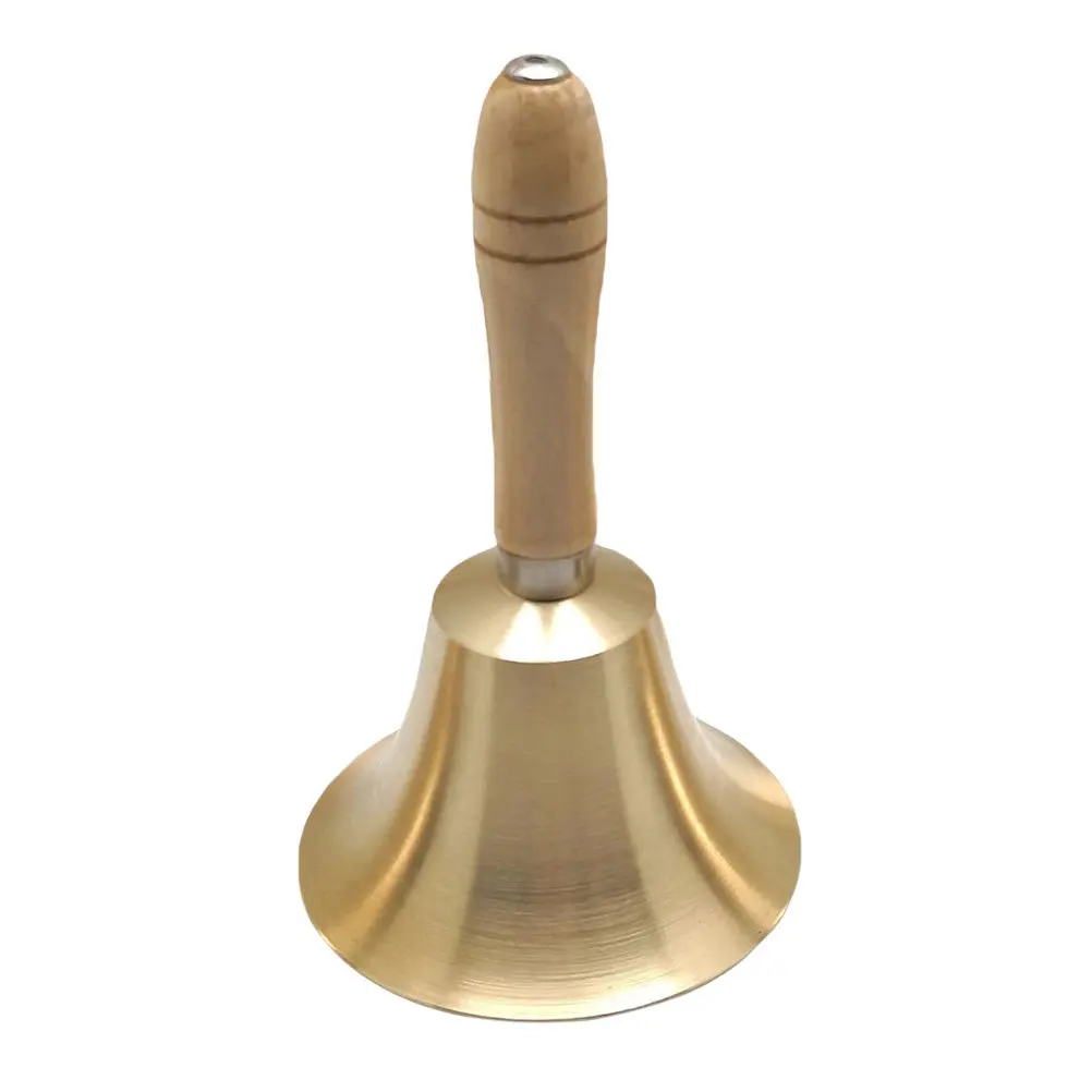 Copper Handbell with Wooden Handle Lightweight Loud Clear Sound for Dinner Party Home School Restaurant Christmas Decoration