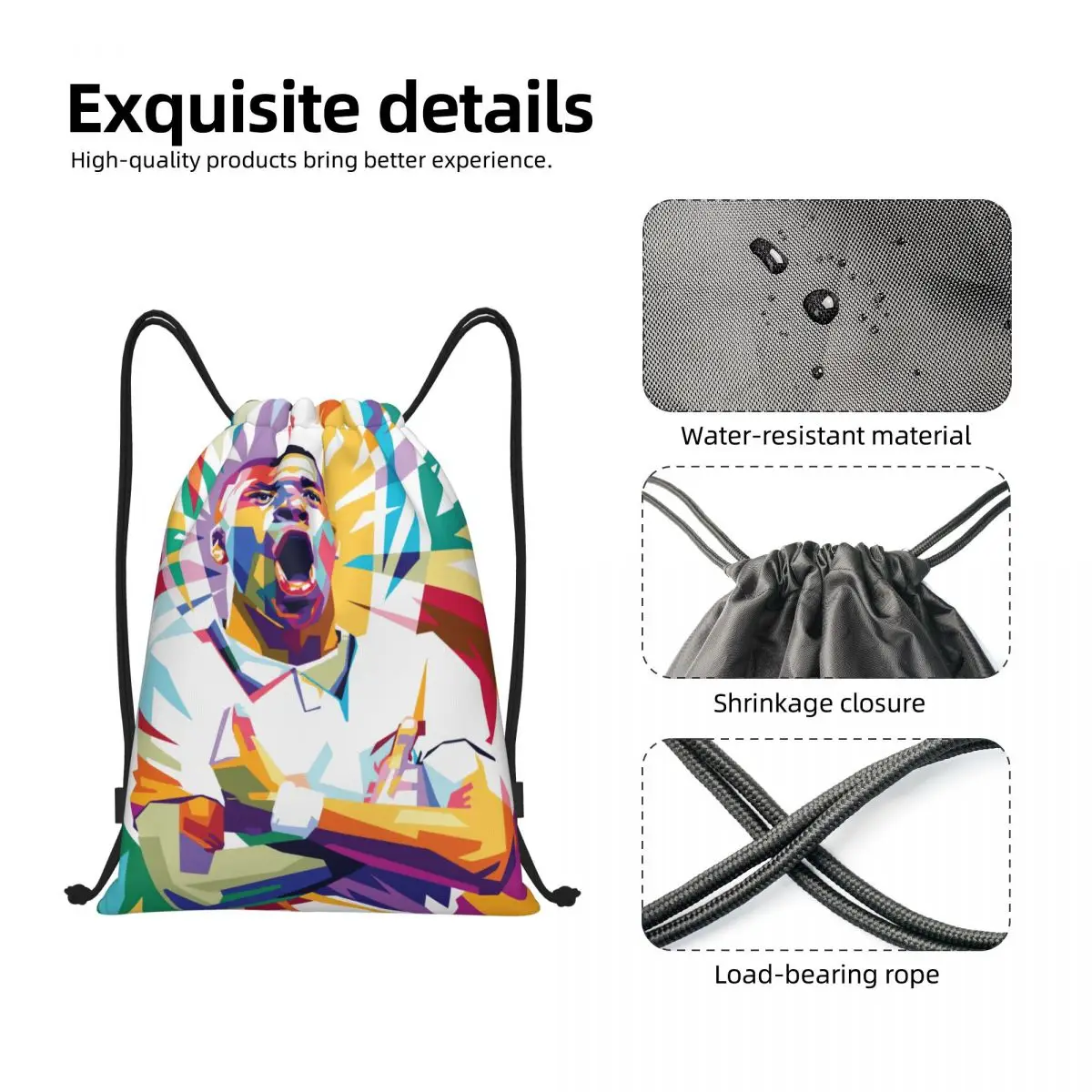 France Football Team Kylianer And Mbappᄅ And Mbappe Classic Drawstring Bags Gym Bag Blanket roll Snug Backpack Funny Novelty
