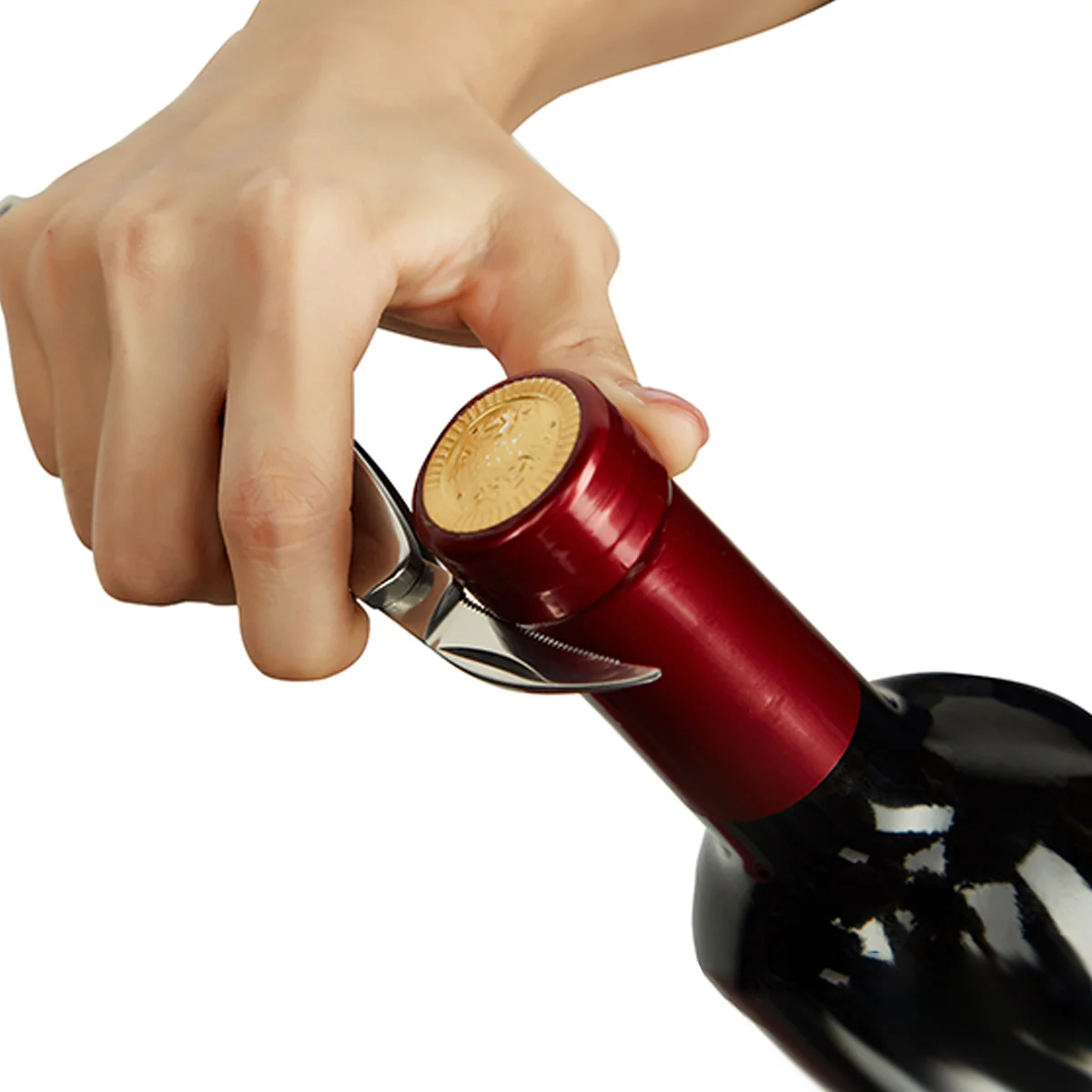 

1Pcs Corkscrew Wine Opener Multifunction Stainless Steel Bottle Opener and Foil Cutter Compact Pocket Size for Weddings