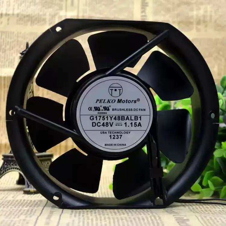 For PELKO Motors G1751Y48BALB1 DC 48V 1.15A 17251 172x150x51mm 2-Pin Dual Ball Bearing Metal Telecom Welder Inverter Cooler Fans