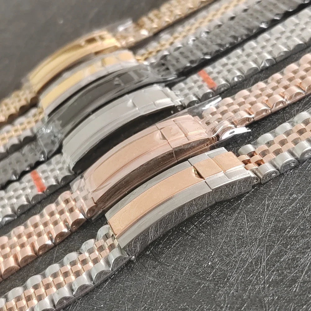 Black/Steel/Rose/Gold 20mm Five Beads Stainless Steel Watch Strap Single Folding Buckle Watchbands for Our SUB 40mm Watch Case