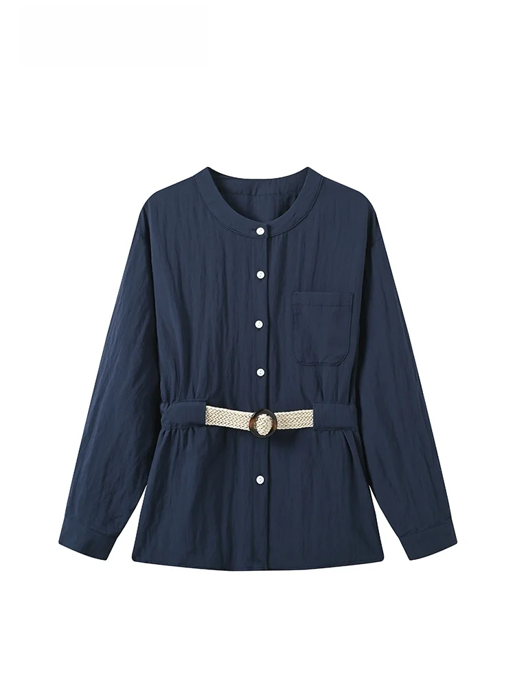 

Cara CLUB plus Size irt Women's Long Sve Slim Fit Belted Cotton Polyester Blend Autumn Spring Faion plus Size Clothing