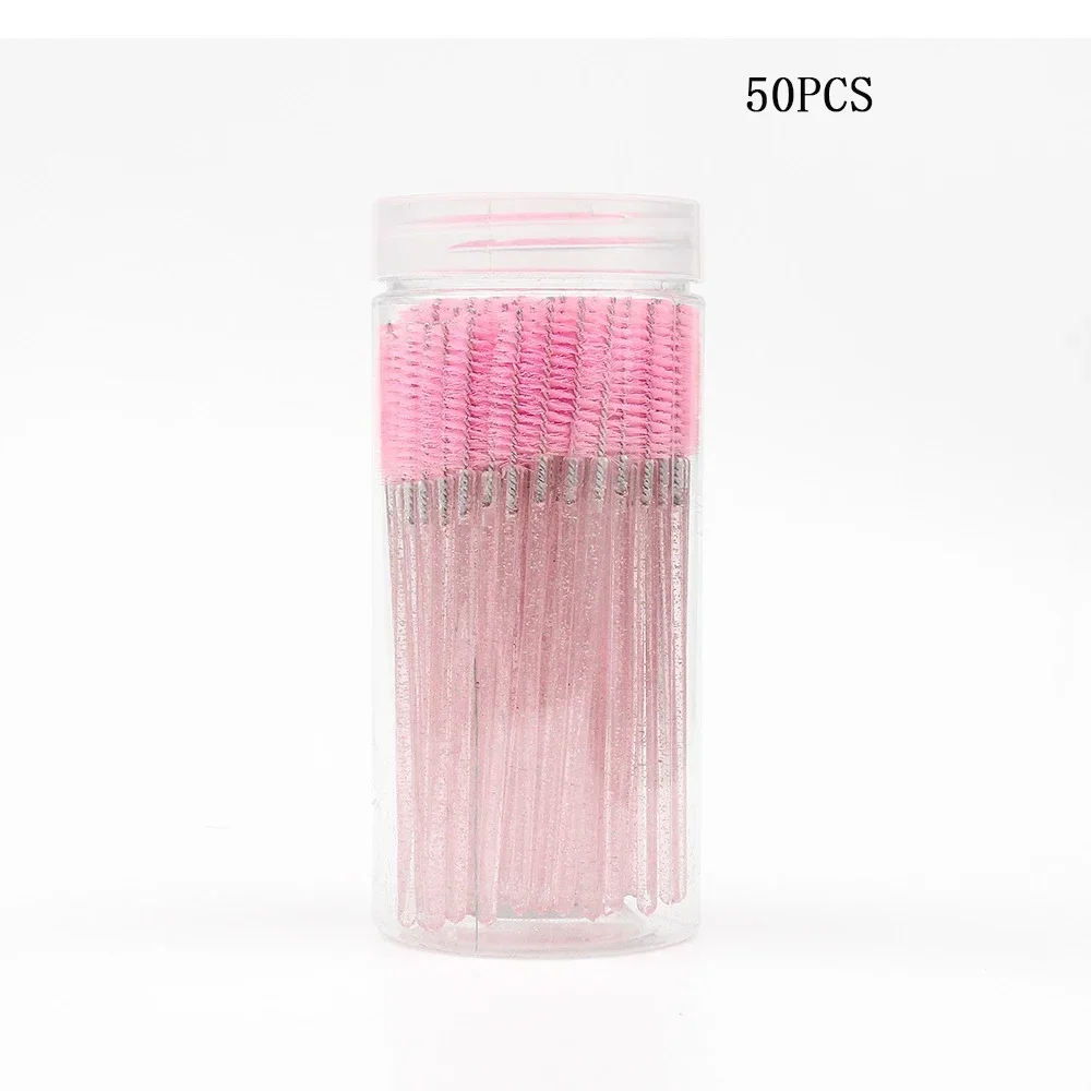 50 قطعة زجاجة كريستال ماسكارا قضيب الصولجانات المتاح الماس رمش فرش مشط للنساء الجمال فرشاة للمكياج أدوات