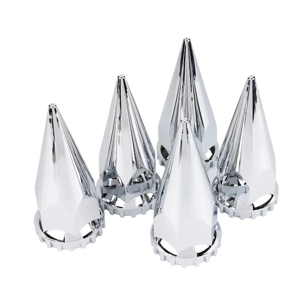 20Pcs Lug Nut Covers 33mm Chrome Screw On Style Spiked ABS Plastic Rocket Style for Semi Truck