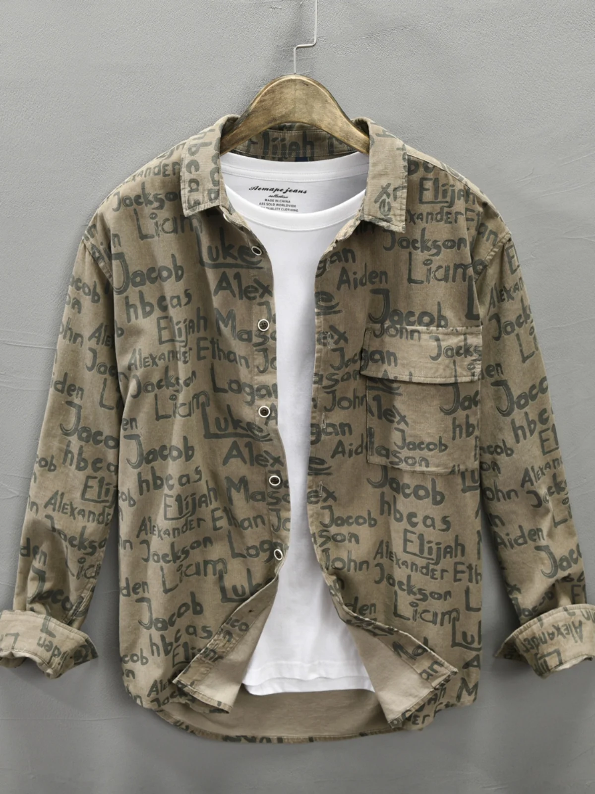 

Модная ретро-куртка в японском стиле с длинными рукавами, мужская повседневная свободная куртка большого размера, модная весенне-осенняя куртка с камуфляжным принтом