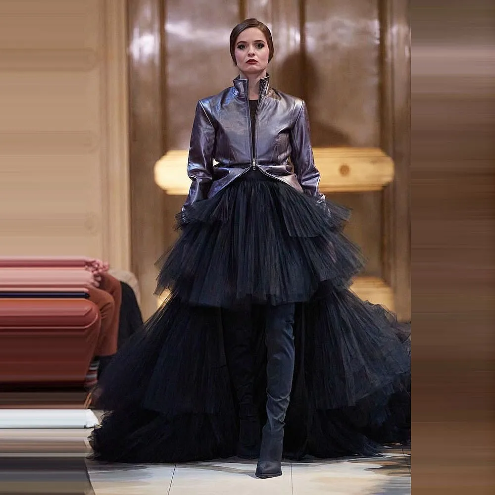 

Black Tulle High Low Women Skirts Without Top Draped Tiered Mesh Birthday Skirt Custom Made Colro And Size