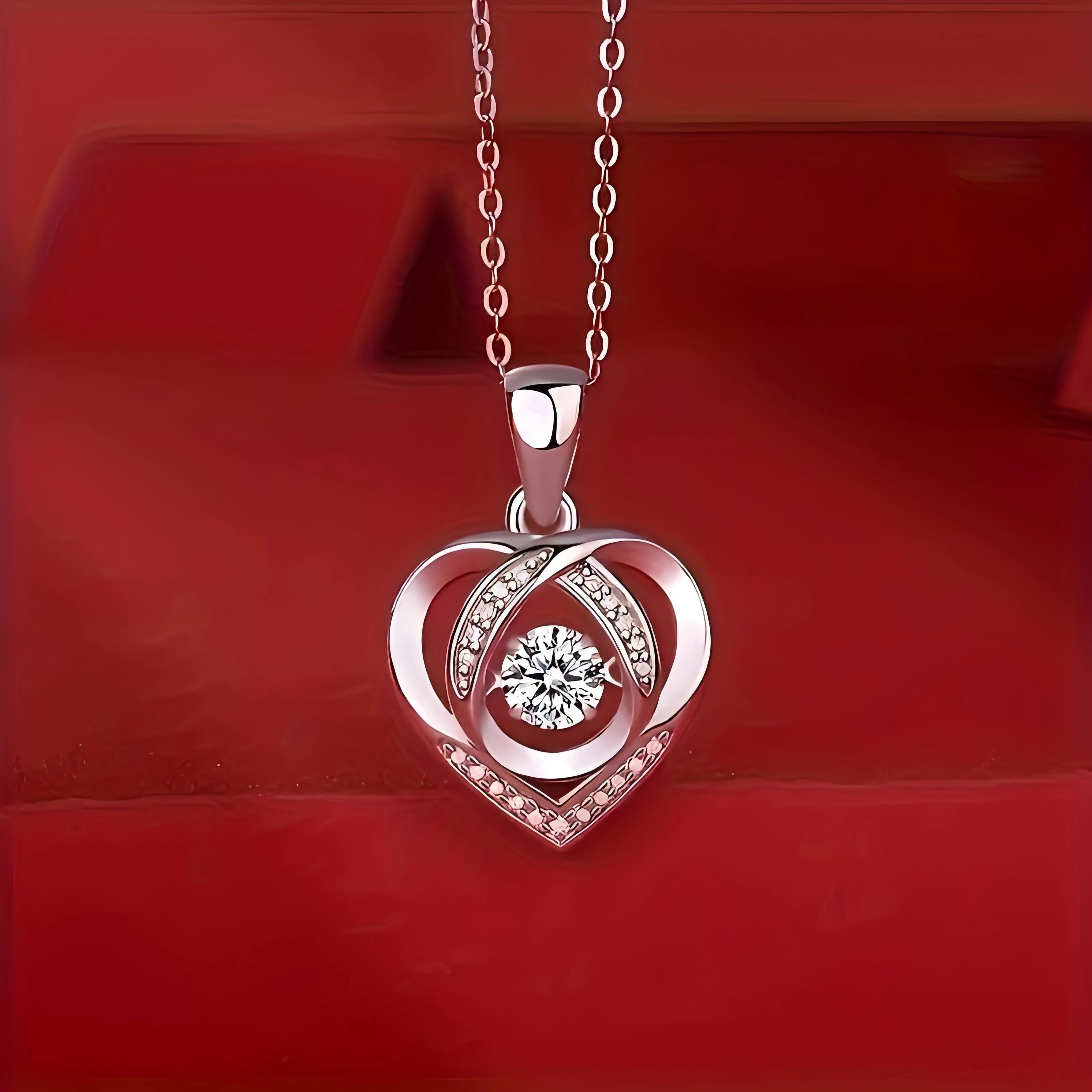 

Dainty Beating Heart Necklace – 925 Silver with 0.5ct CZ, 45cm Adjustable Chain, Love Gift for Girlfriend/Wife