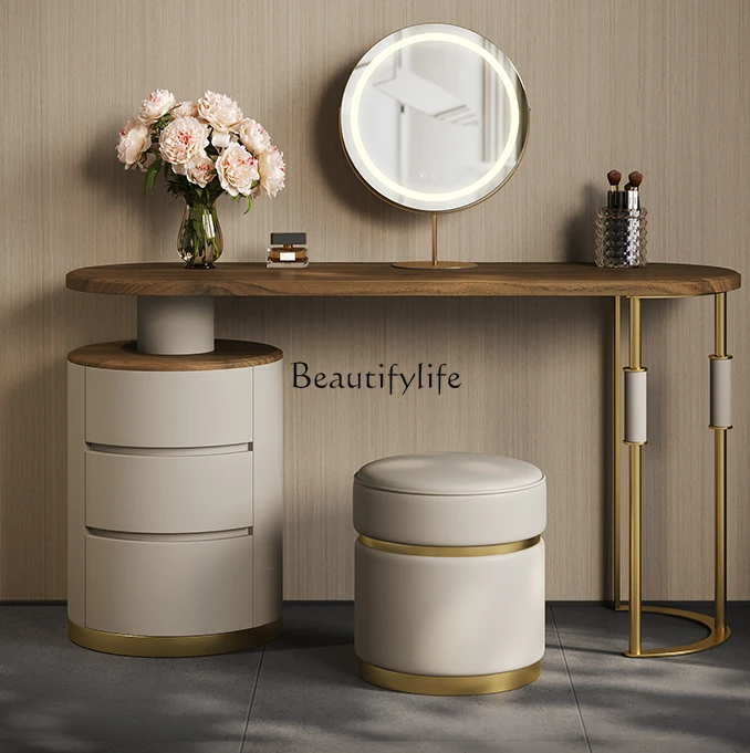 Simple Small Apartment High-End Fashion the Pattern of Walnut Dressing Table Italian High-End Sense Makeup Table