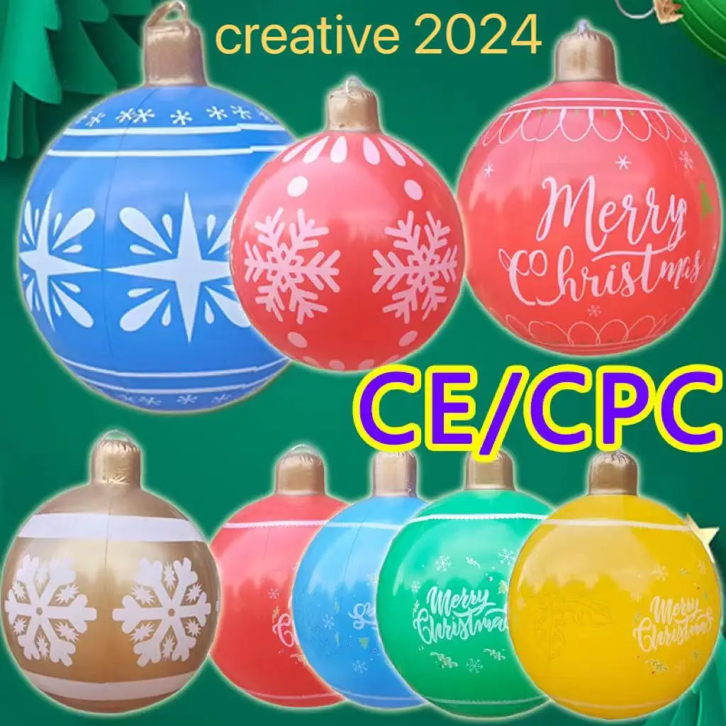 

Creative 2024 Inflatable Christmas Ball Winter PVC Snowflake Home Garden Shop Decorations Large Navidad Party Xmas Gifts Balls