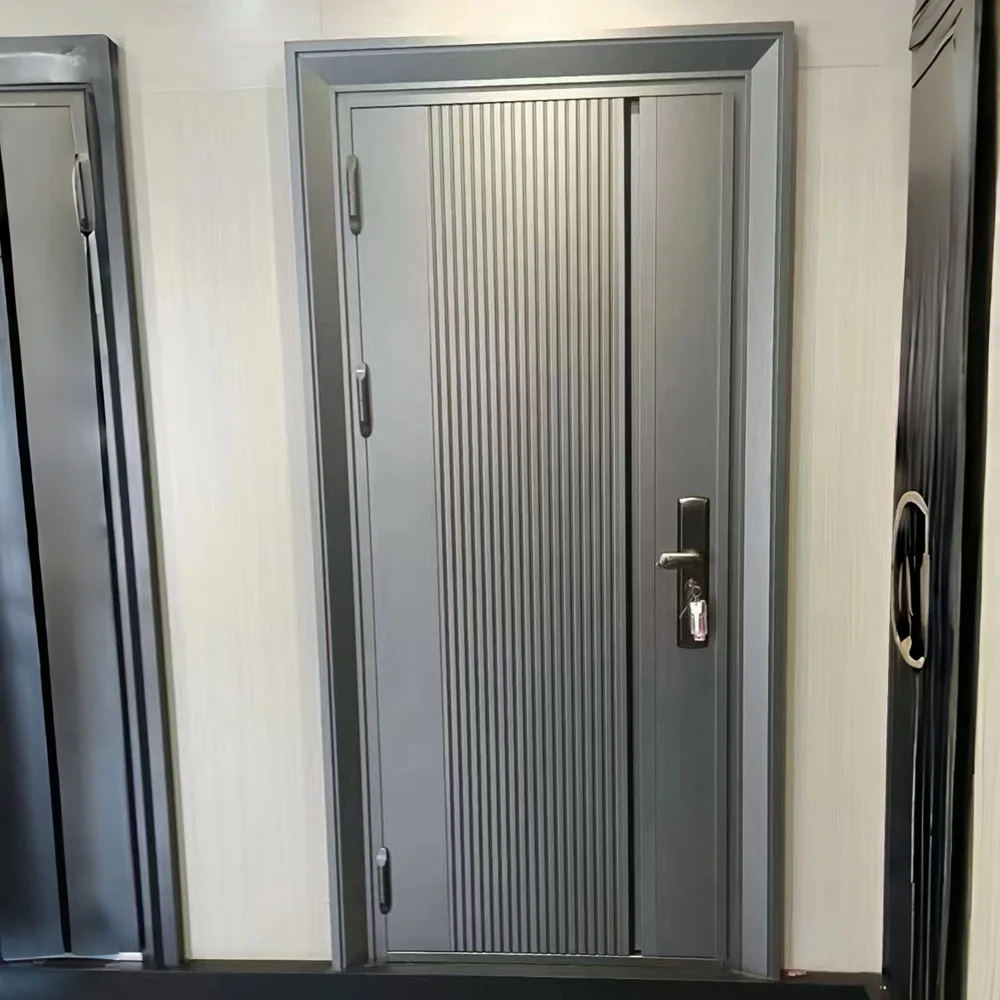 Luxury Aluminum Alloy Postmodern Swing Door with Stainless Steel Screen Netting Water Resistant Commercial Exterior Entry