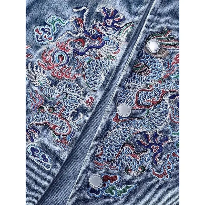 

Женский весенне-летний новый китайский синий джинсовый жилет, новый темпераментный жилет, джинсовый жилет Джокер, пальто с пуговицами и принтом, удобное пальто