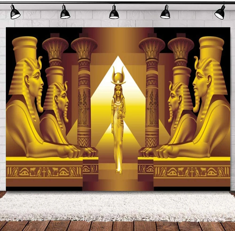 Golden Ancient Egypt Photography Backdrop Pharaoh Ancient Sphinx Egypt Queen Portrait Religion History Culture Background