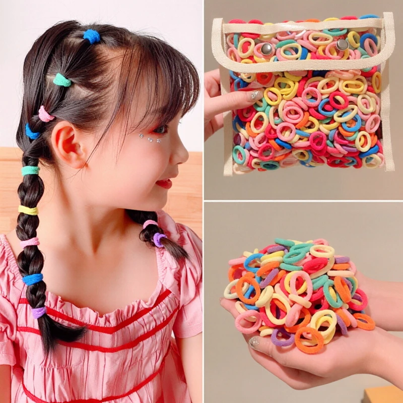 1 Pack Elastic Hair Bands Girls Baby Hair Accessories Child Head Rope Candy Color Scrunchies Headwear 100 Piece