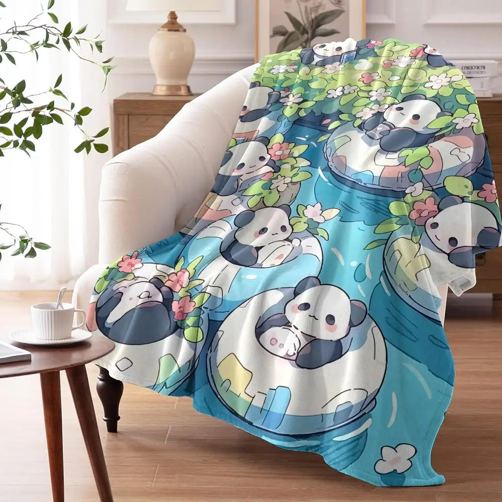 Panda Tulips Throw Soft Flannel AC Blanket Lightweight Summer Nap Throw Cozy  Blanket for Sofa Bed Travel Home