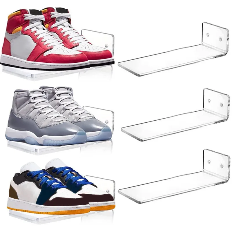 

6 Pcs/set Wall Mount Acrylic Shoes Rack Shoes Storage Rack Display Stand Transparent Hanging Organizers Home Shoerack