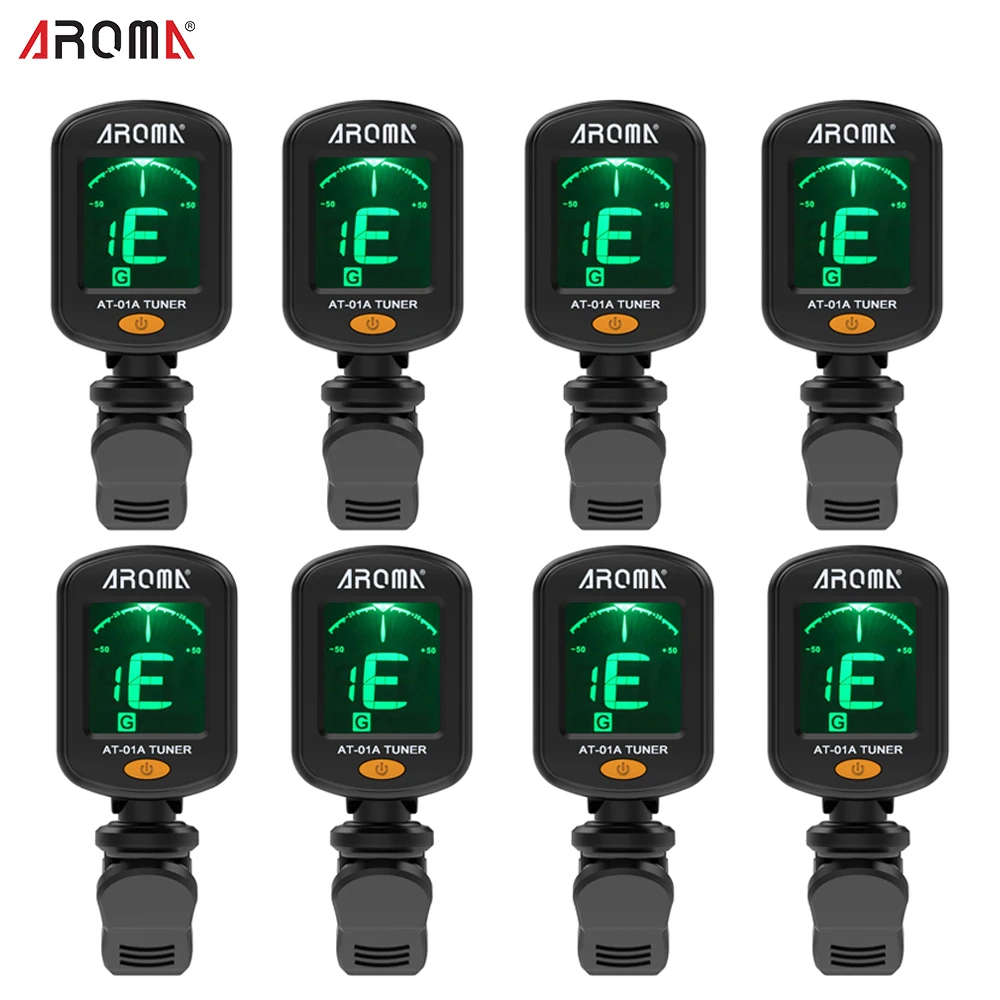 

6 / 8/ 10/ 50 pcs AROMA AT-01A Guitar Tuner Clip-on Tuner LCD Display for Chromatic Acoustic Guitar Accessories Bass Ukulele