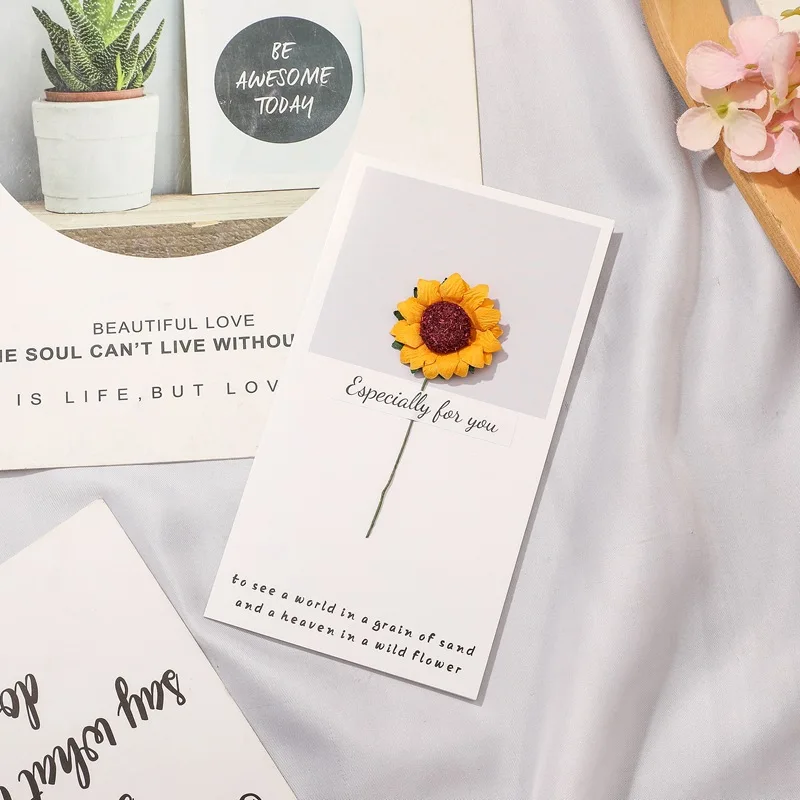 5Pcs/Set Dry Flower Greeting Card Letter Papers Envelopes Wedding Invitation Card Handmade Postcard Gift Cards Thank You Card