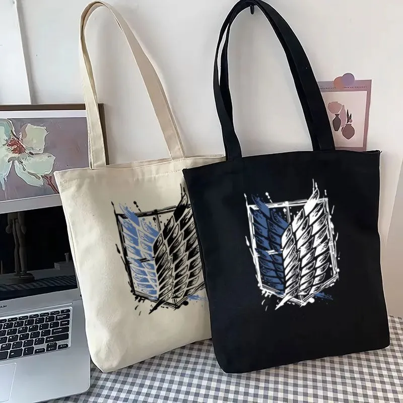 2024 New ins Art small fresh canvas bag animation perimeter attack Giant Wings of Freedom canvas bag