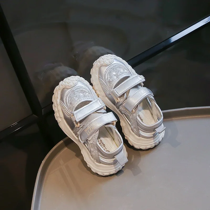 

Children Sandals for Girls 2025 Summer New Fashion Korean Style Soft Sole Anti-slippery Versatile Chic Lace Breathable Sneakers