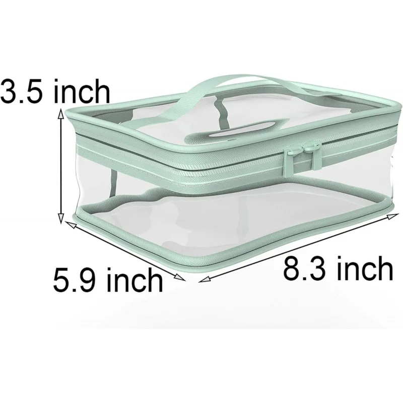 Travel Essential Waterproof Makeup Bag2Packaged Pink and Green Two-tone Large Capacity PortablePVCZipper Storage Magic Tool