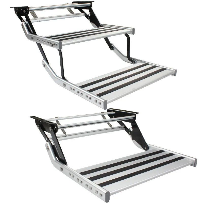 

RV folding aluminum alloy steps, single-layer manual steps, double-layer welcome pedals with lights