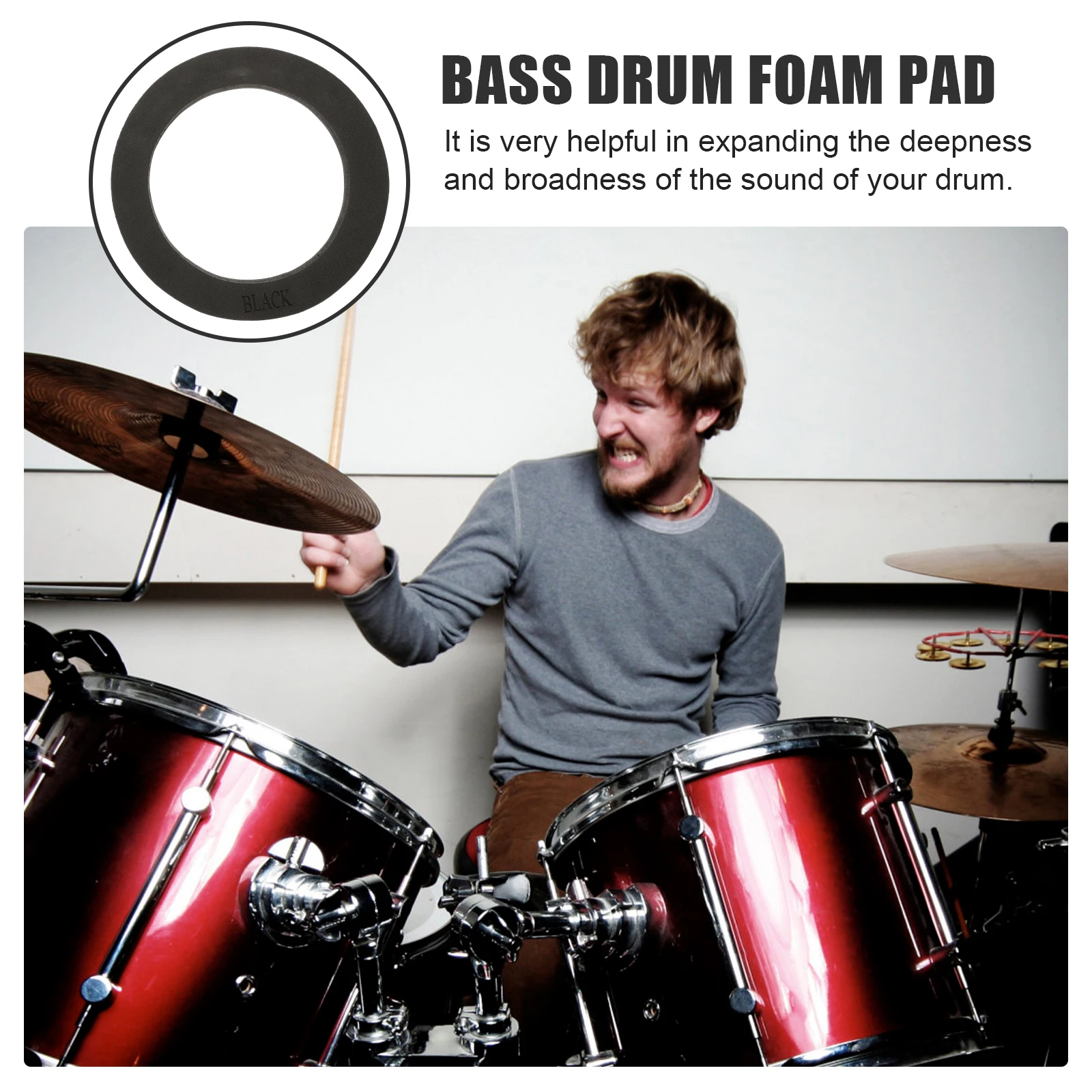 

Kick Amplifier Black Bass Enhancer Foam Pad Self adhesive Drum Woofer Percussion Part Drum Set Accessories