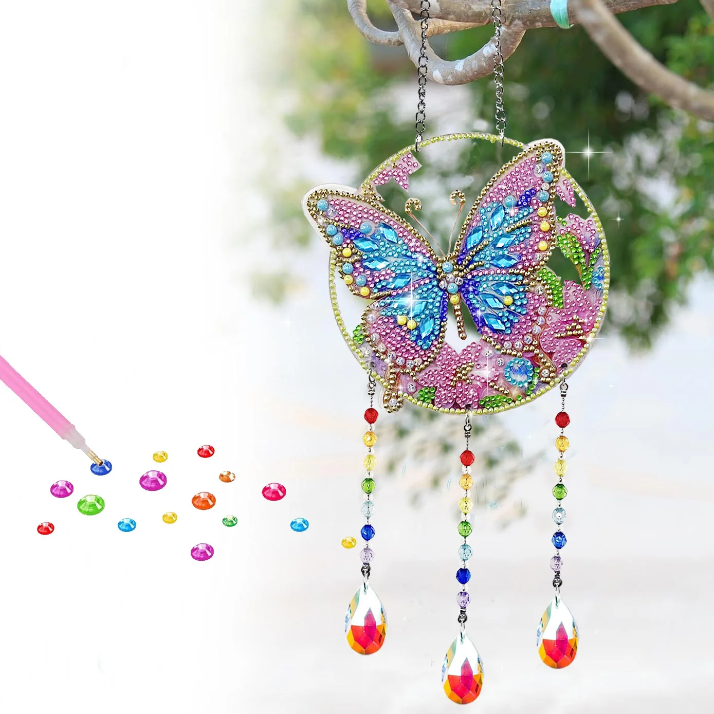 

5D Crystal Pendant Diamond Painting Wind Chimes New Point Drilling Handiwork DIY Ornament Hanging Paintings Material Packs