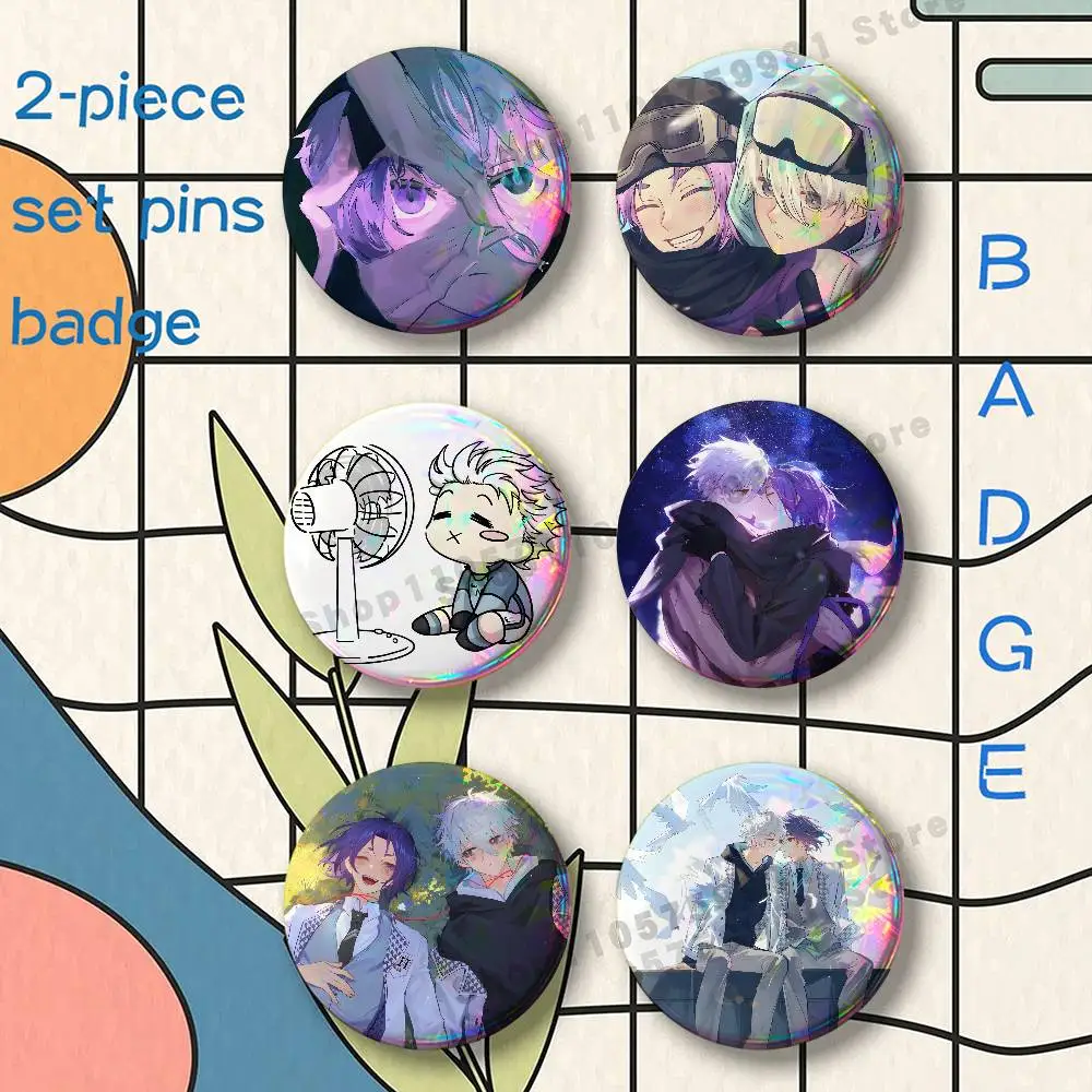 Kawaii S-Seishiro Nagi NagiReo Brooches for Backpack Accessories 25 32 44 58 75mm Round 2-piece set Free Mix