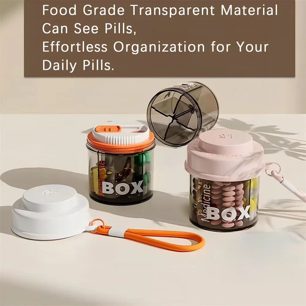 Pill Dispenser,Portable Supplement Organizer Bottle with Anti-Mixing and Wide Openings Design for Travel